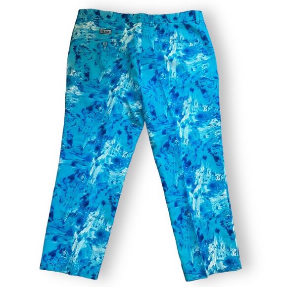 Hreski Mens Golf Pants Straight Leg Ankle Chino Pockets Abstract Marbled Blue 38 - Picture 2 of 7